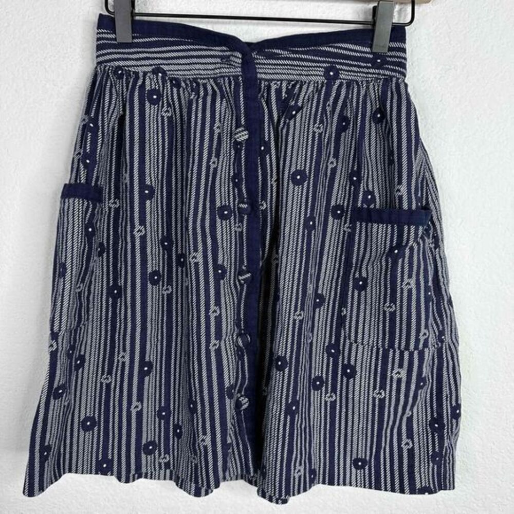 Cooperative Skirt Women's Size 0 Blue Linen Blend Button Front Striped‎ Romantic